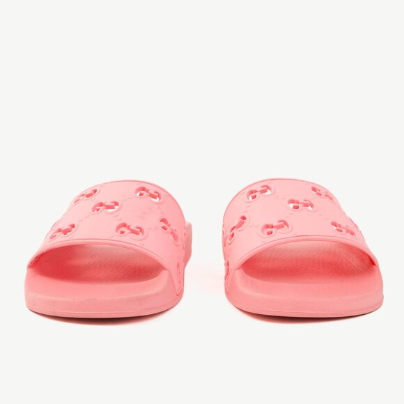 Gucci Pink Rubber GG Slide Sandals - Picture 3 of 9
